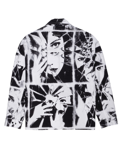 Giacca camicia con zip nera e bianca Fragments, vista dietro