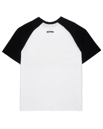 White and black Ego Kills B&W raglan T-shirt, back view