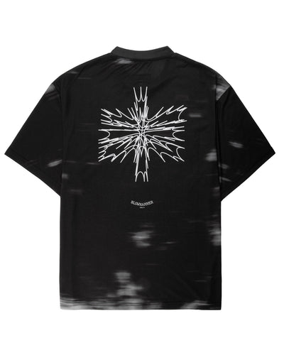 Black Leak T-shirt, back view showing the print