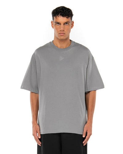 Grey Minimal T-shirt, worn, front view