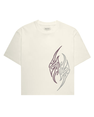 Cream Tribal boxy T-shirt, front view