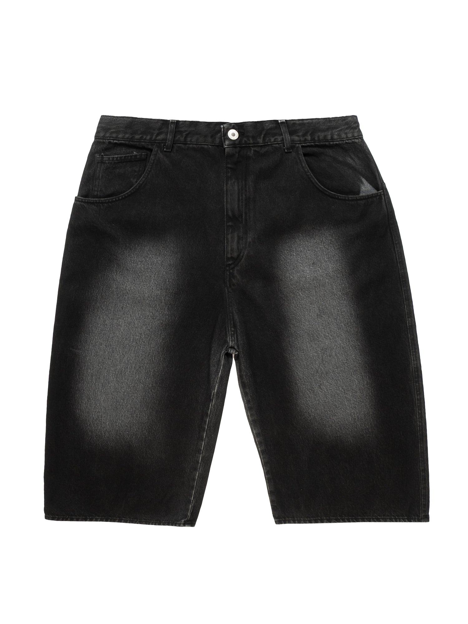Bermude din denim negre, vedere din față