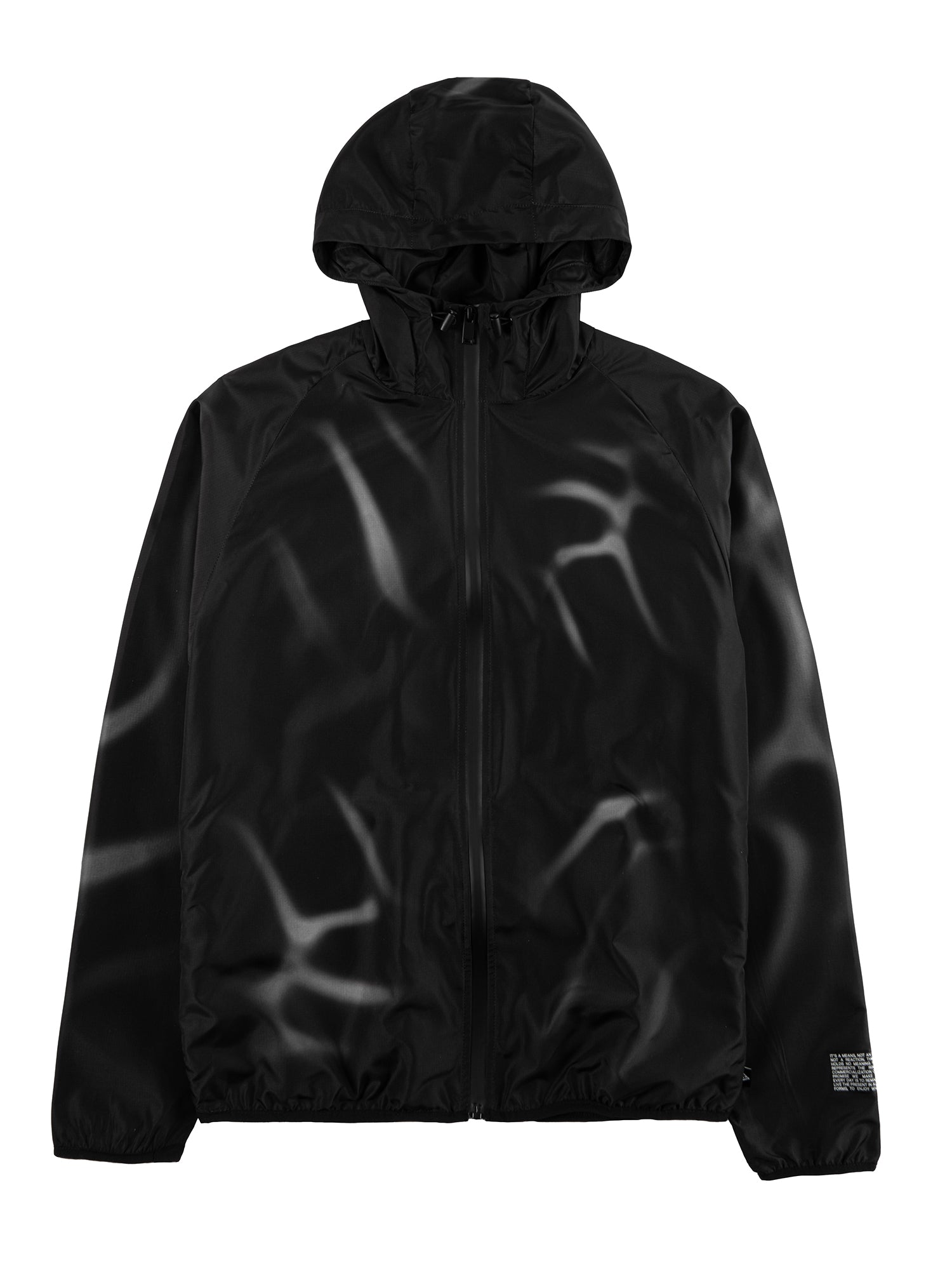 Sort og grå windbreaker Tidegrey, set forfra