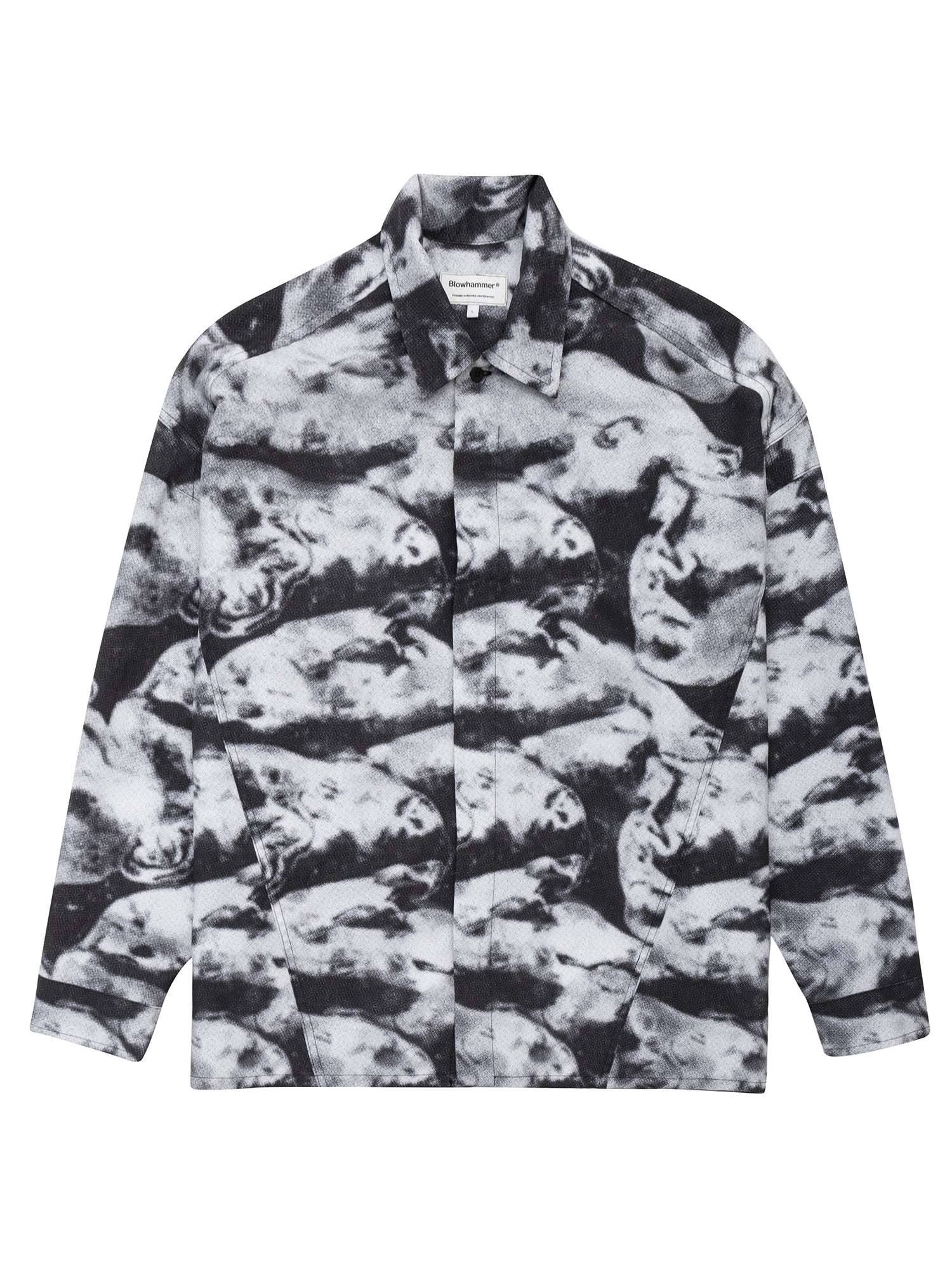 Μαύρο και λευκό μακρυμάνικο πουκάμισο Black Camo, μπροστινή όψη