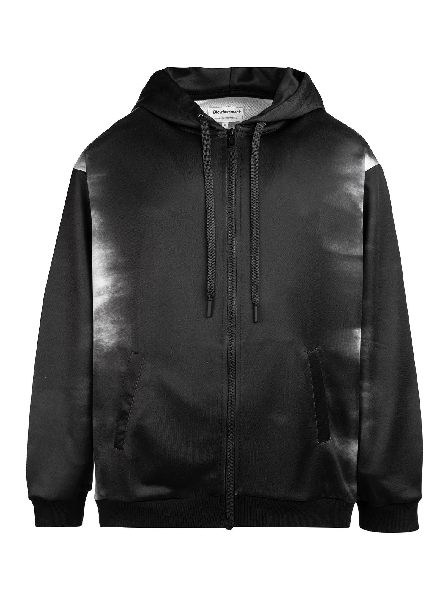 Černá mikina s kapucí na zip X-Ray Black, pohled zepředu