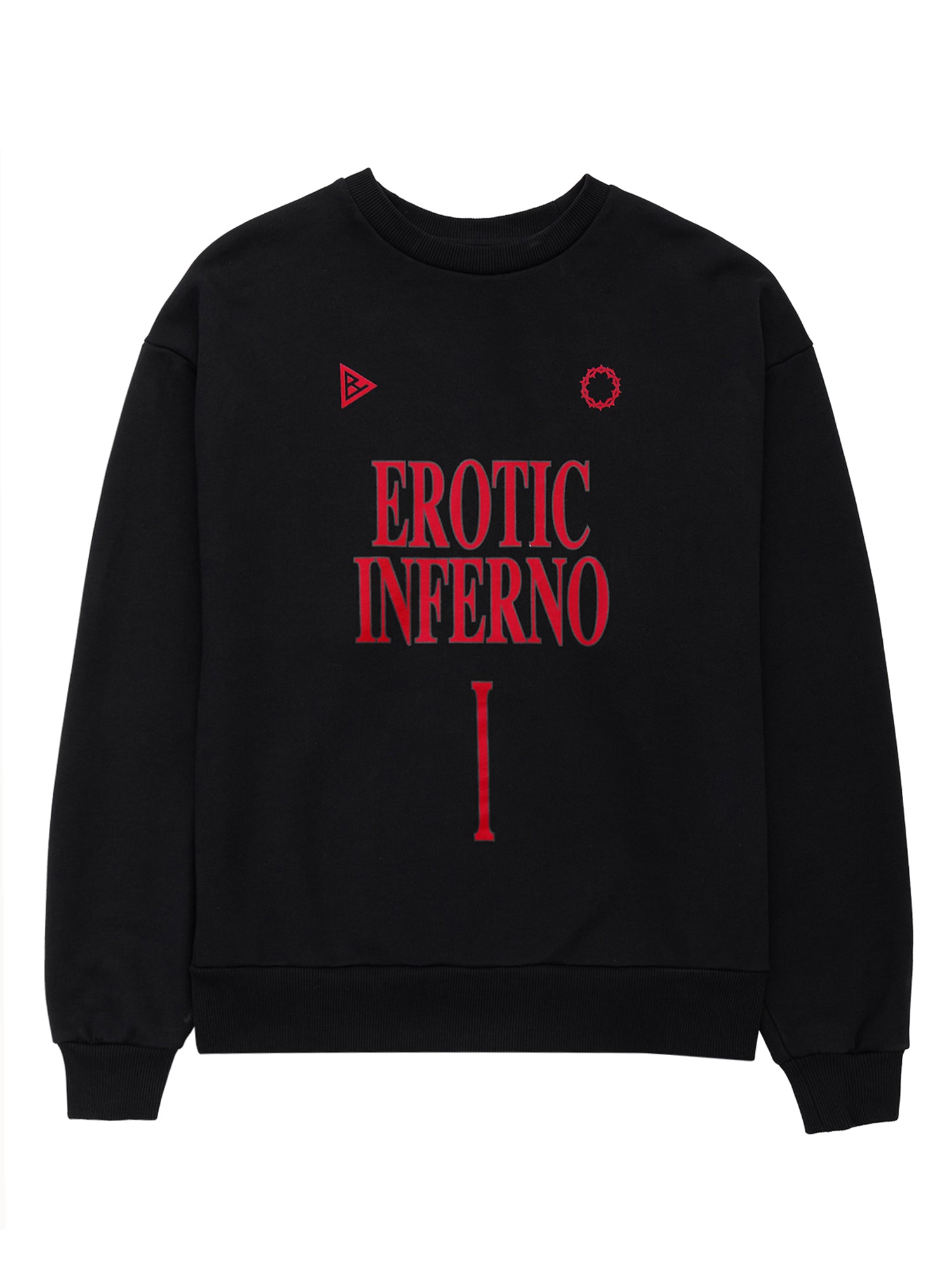 Sweatshirt de gola redonda preta Infernal Groove, vista de frente