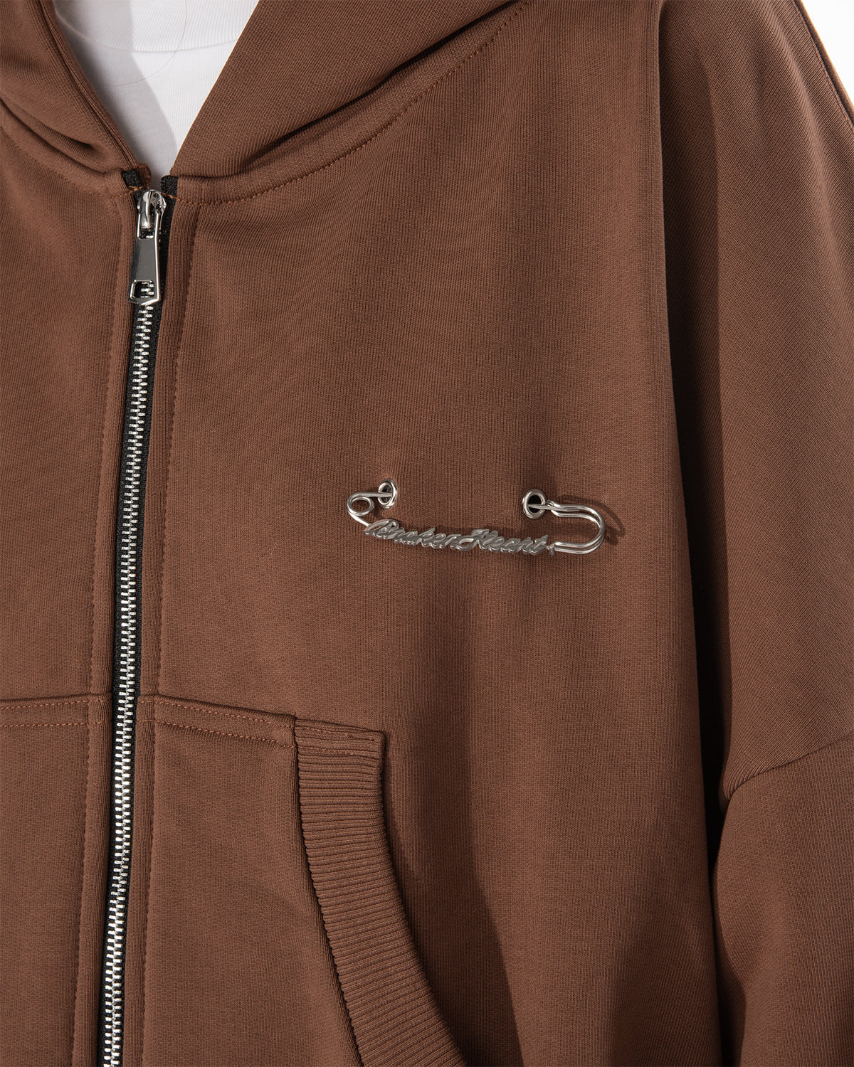 BROKENHEART Black Zip Hoodie | Blowhammer, color_brown