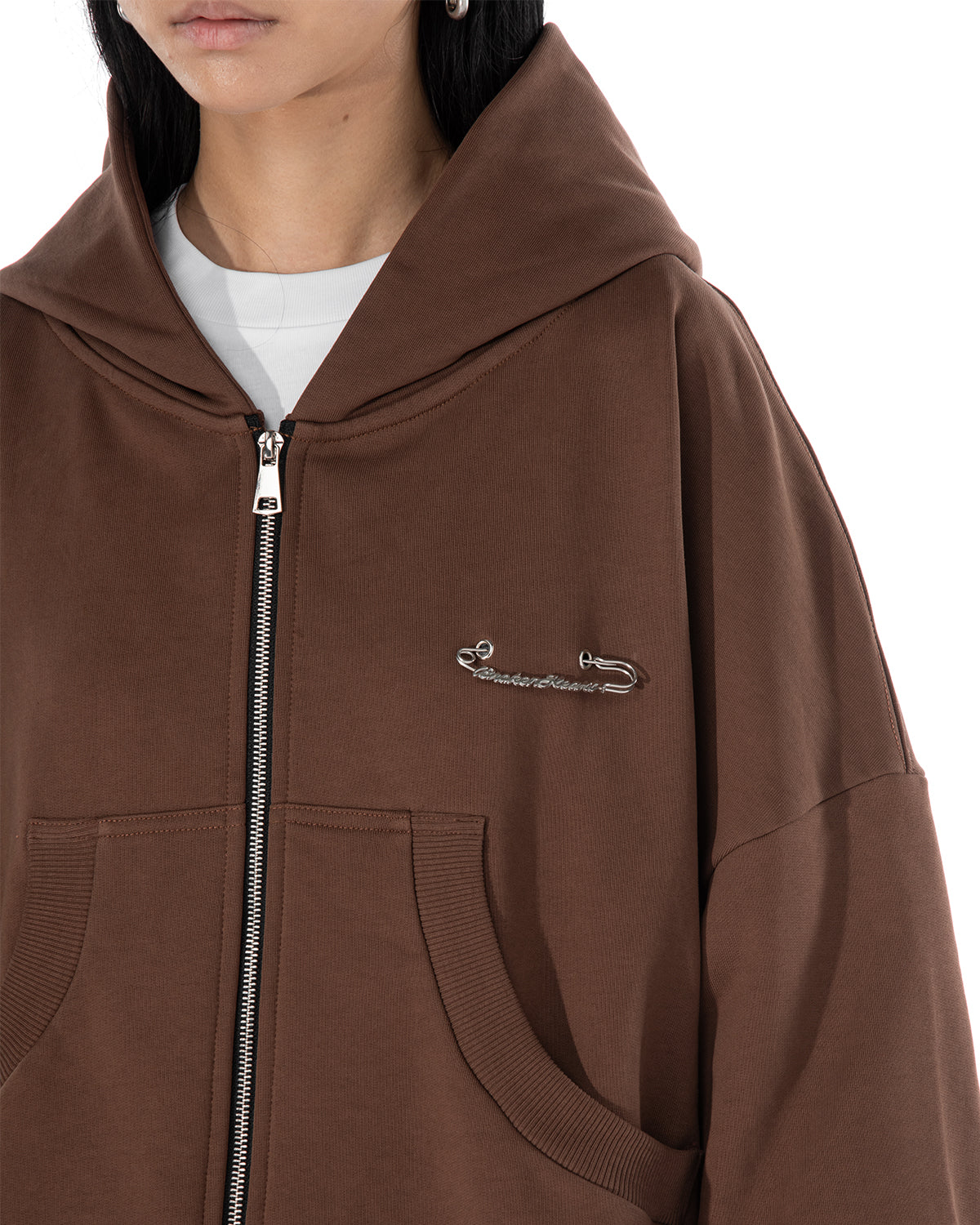 BROKENHEART Black Zip Hoodie | Blowhammer, color_brown