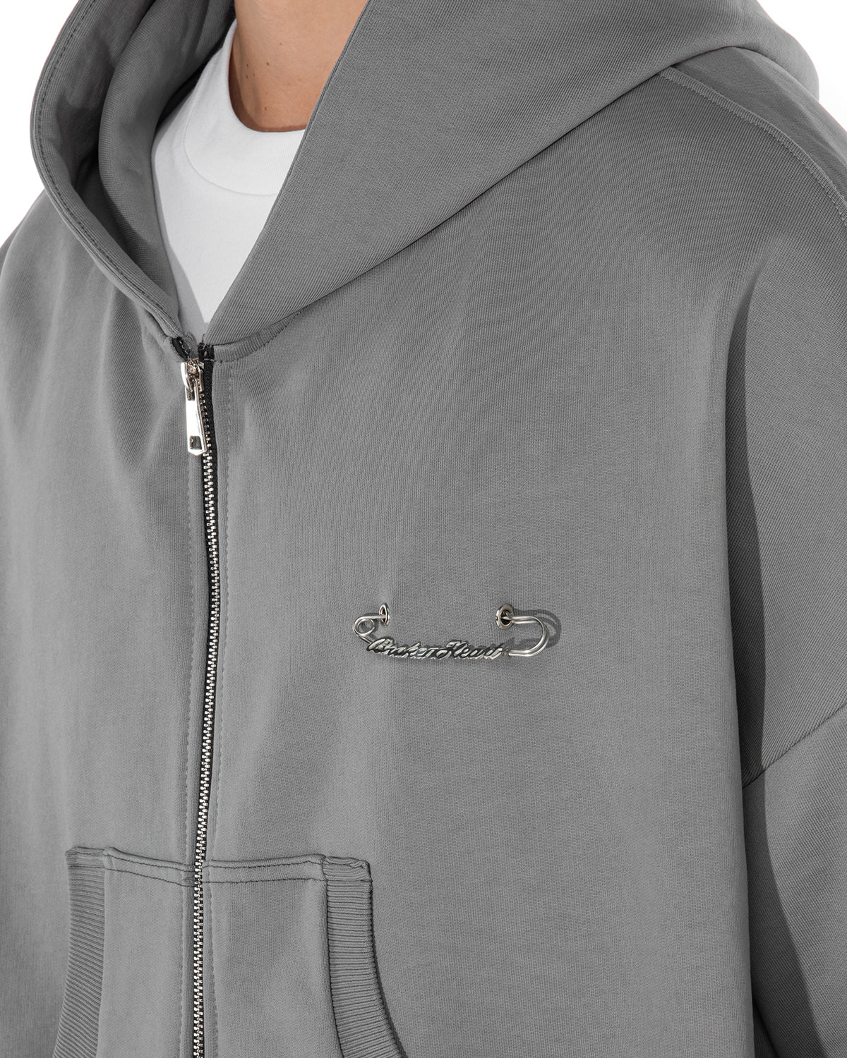 BROKENHEART Black Zip Hoodie | Blowhammer, color_grey