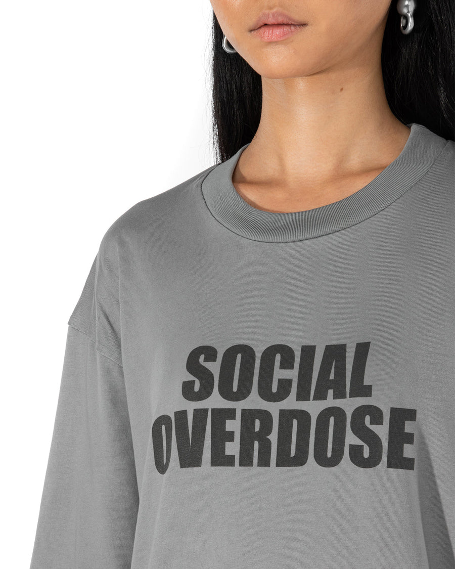 Grey Social Overdose T-shirt, print detail