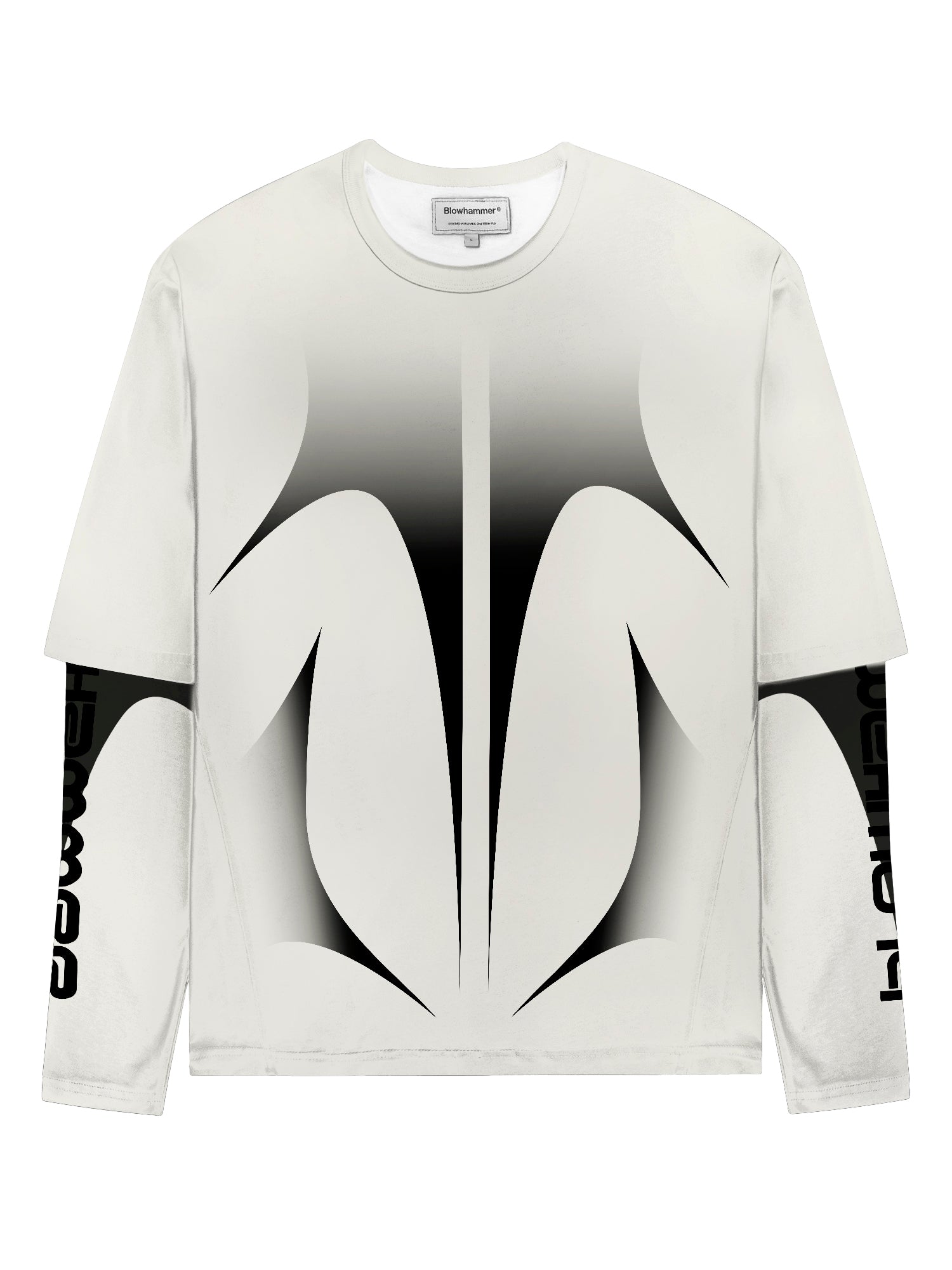 Vit långärmad T-shirt Shaped Black, framifrån, color_white
