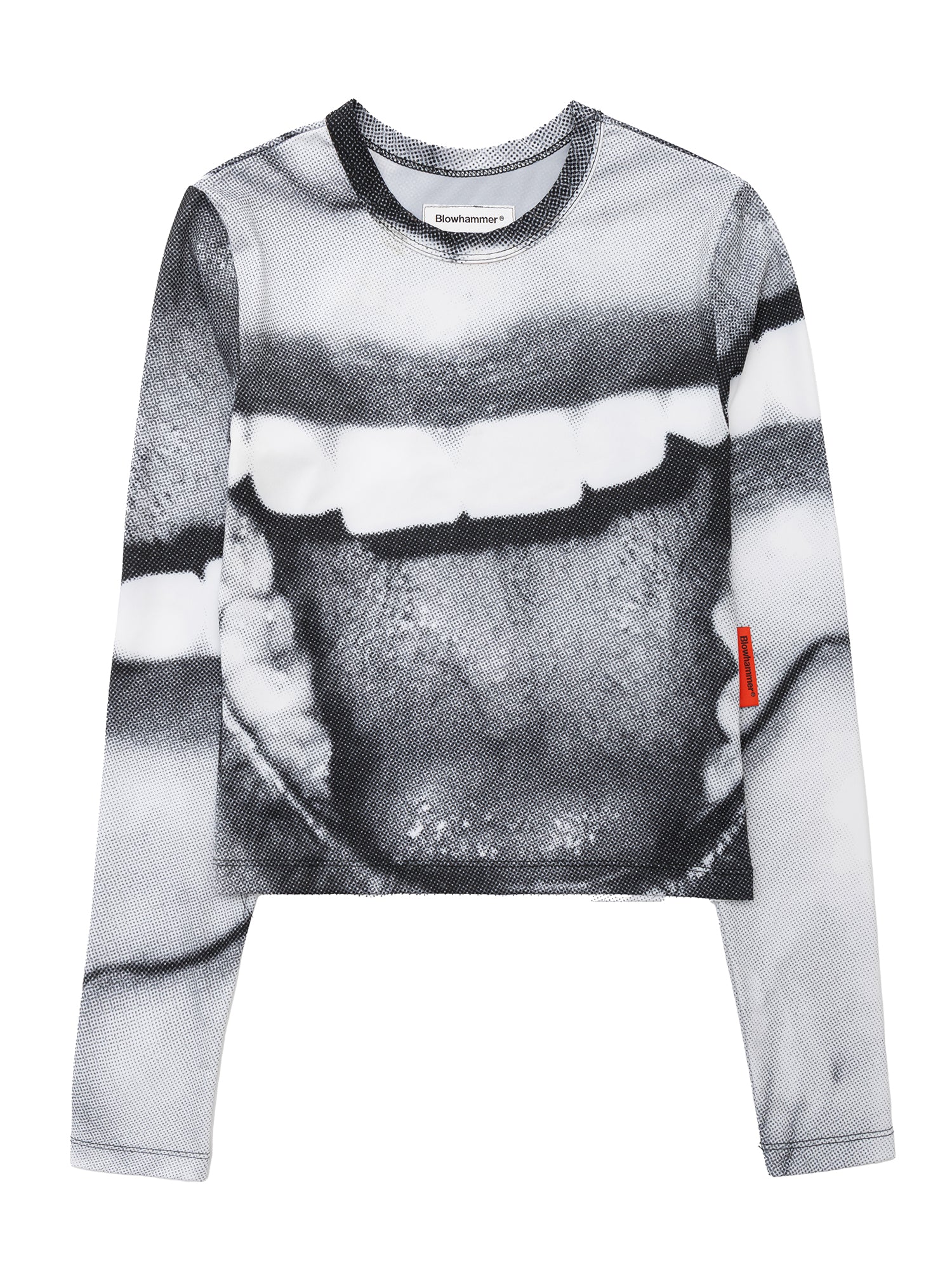 Tricou gri și alb cu mânecă lungă Smile, vedere din față