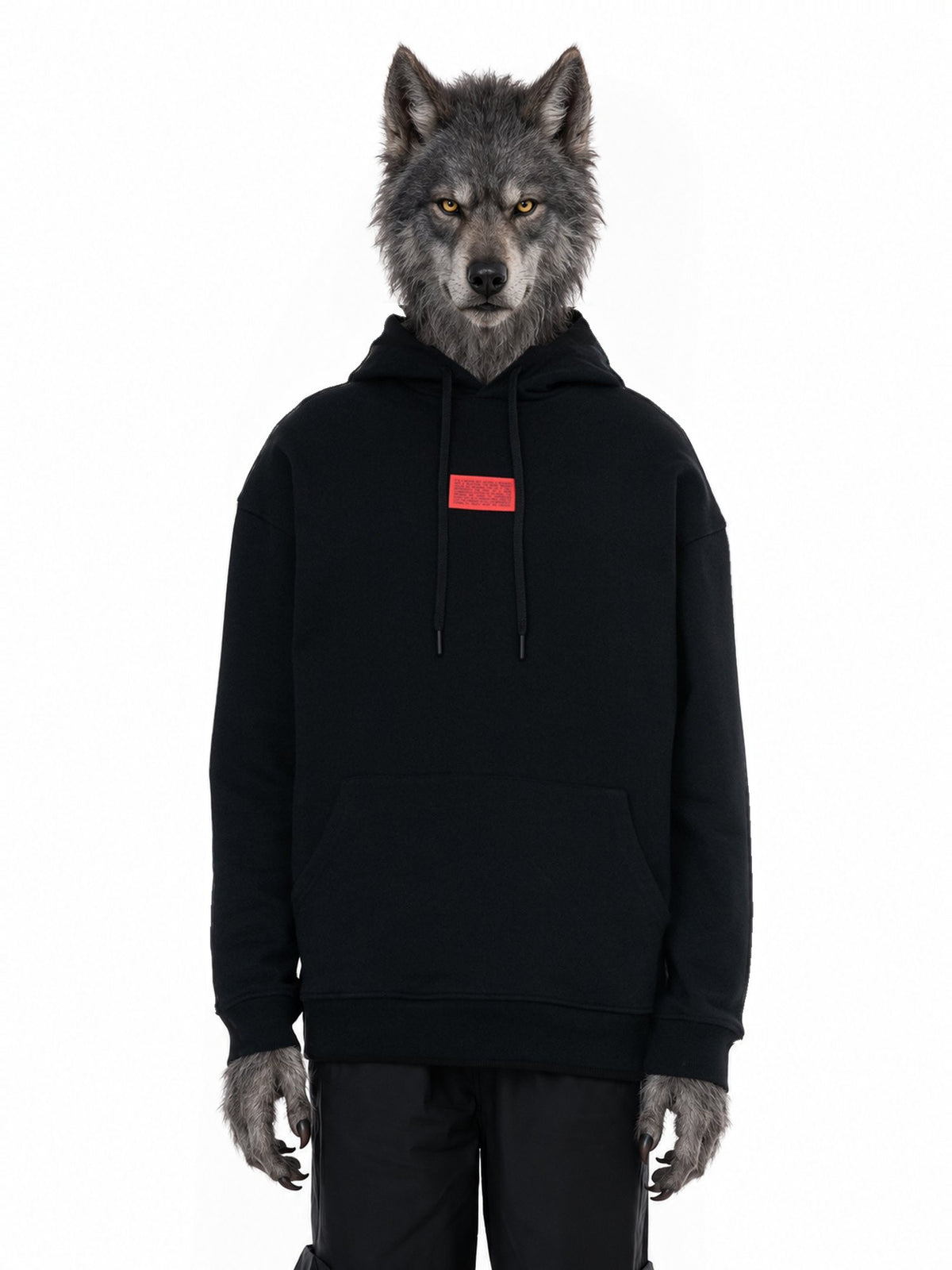 Wymyślona postać, wilkołak o szarym futrze, model Deconstructed bluza z kapturem