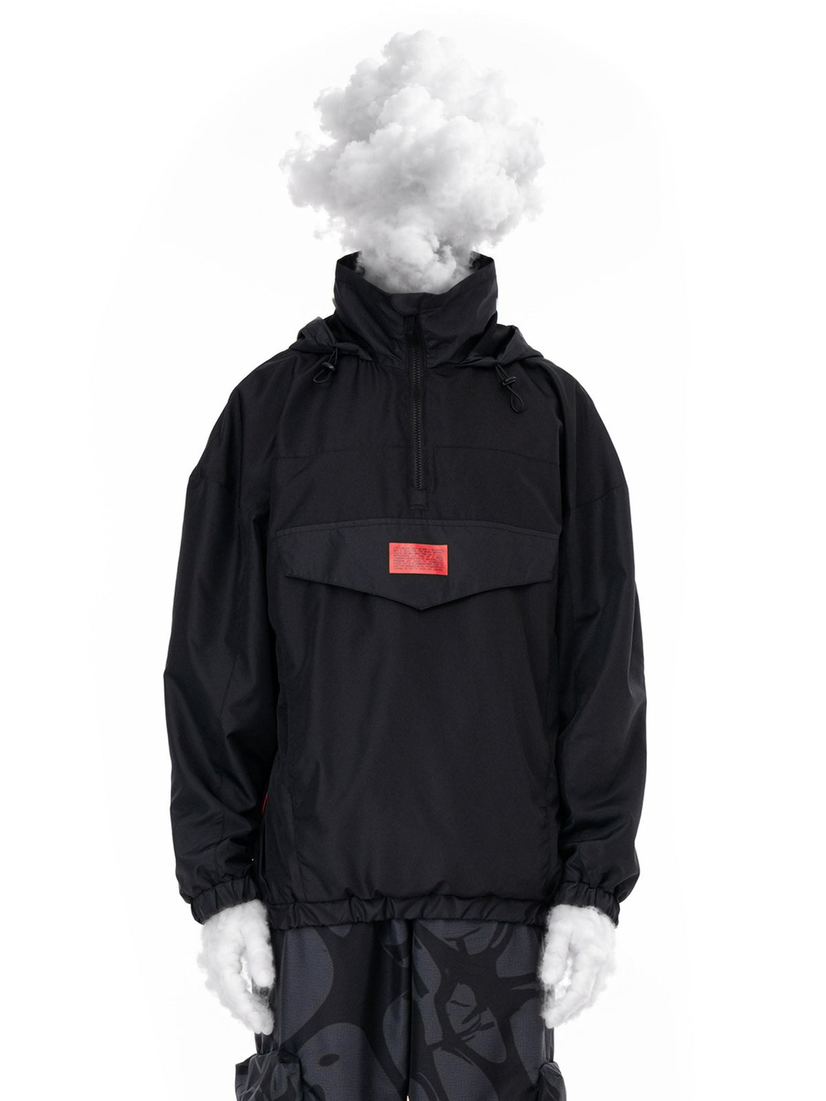 Wymyślona postać, stwór z głową z chmury, model Not Required anorak